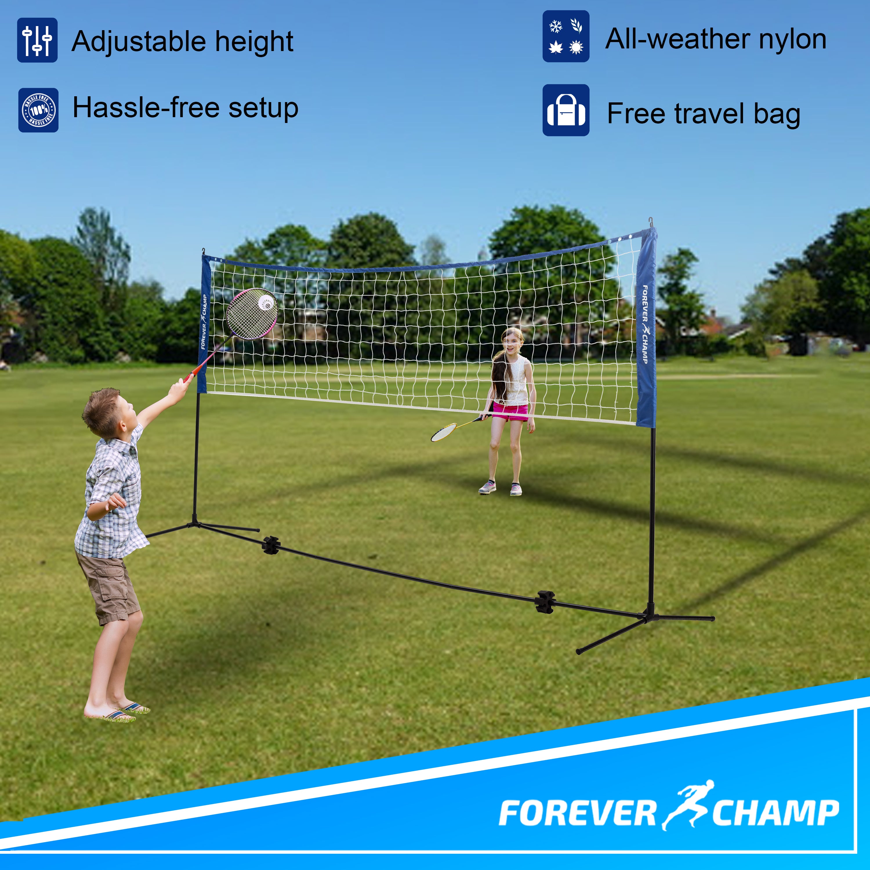 Forever Champ Beach Net for Volleyball, Badminton, Tennis & More